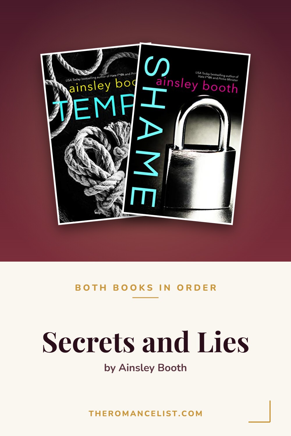 Secrets and Lies by Ainsley Booth — books in order