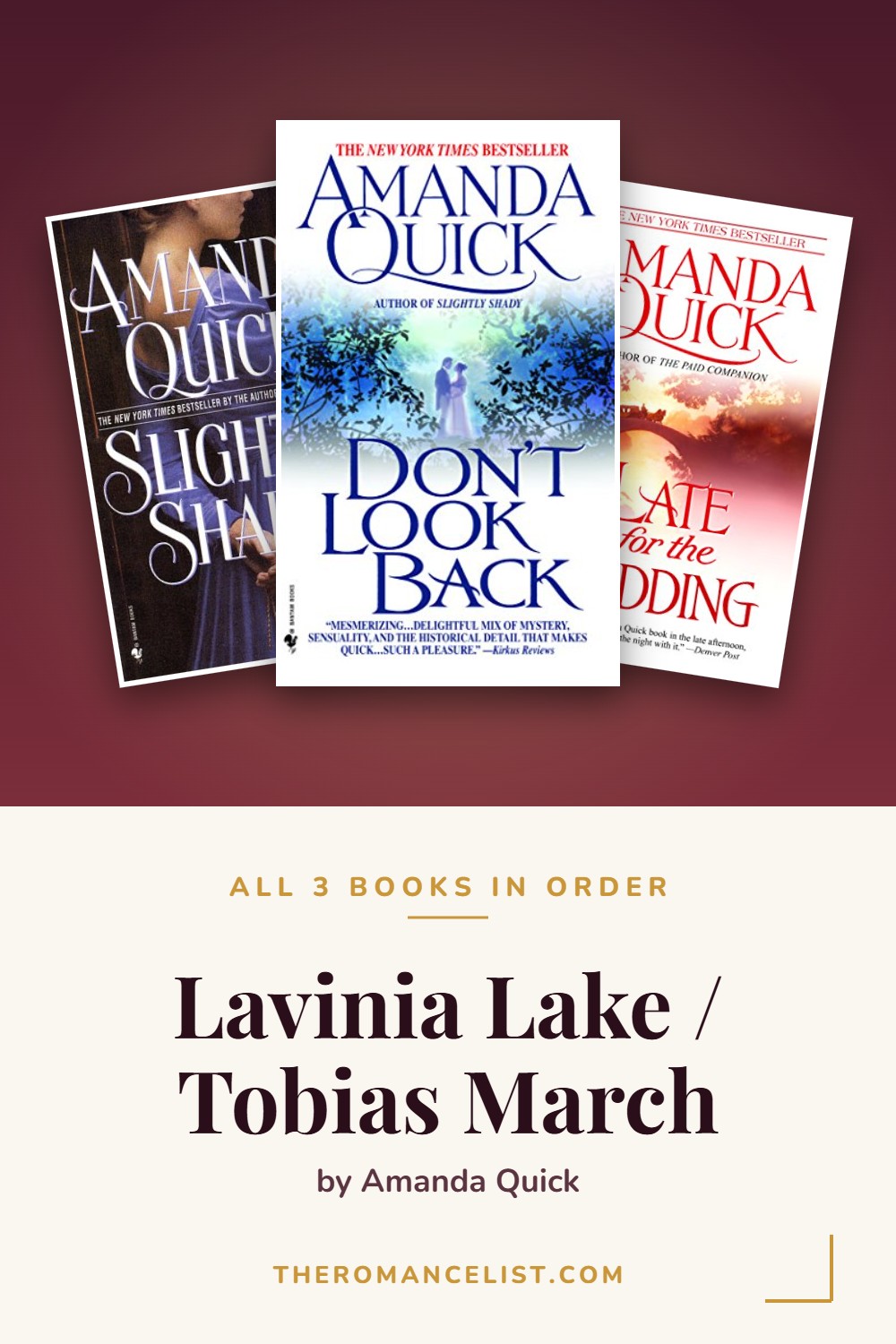 Lavinia Lake / Tobias March by Amanda Quick — books in order
