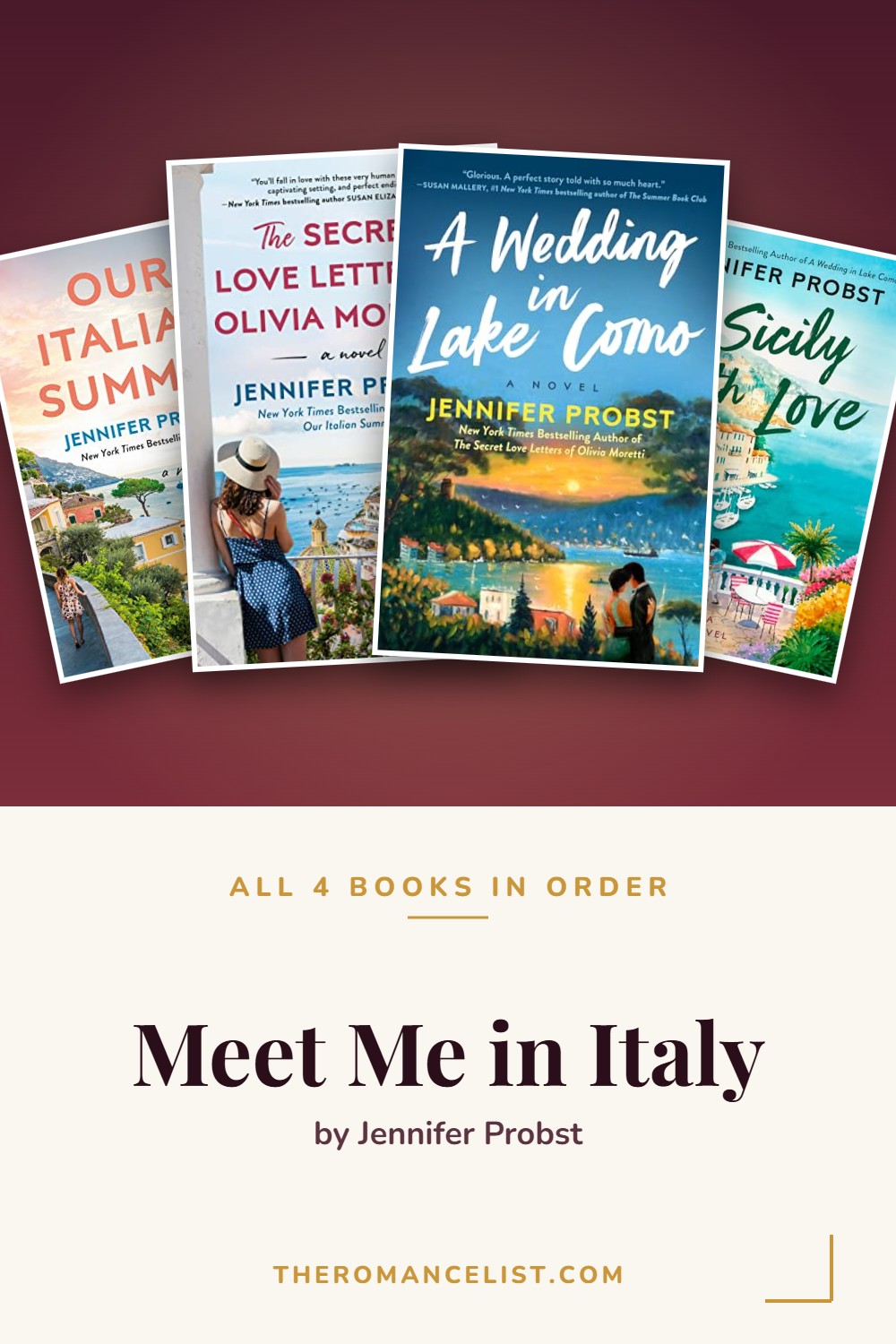 Meet Me in Italy by Jennifer Probst — books in order