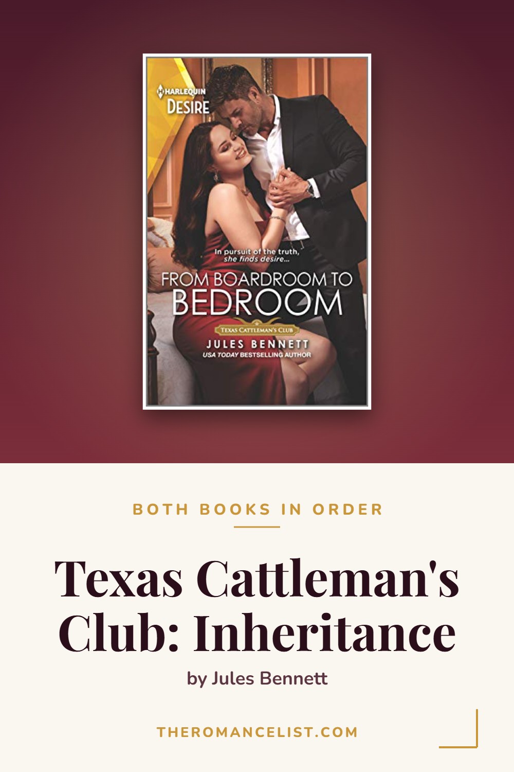 Texas Cattleman's Club: Inheritance by Jules Bennett — books in order