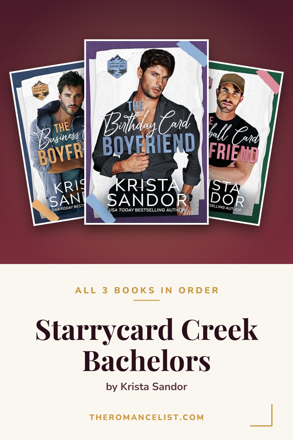 Starrycard Creek Bachelors by Krista Sandor — books in order